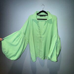 NY&C "Exaggerated Puff Sleeve Linen Shirt"